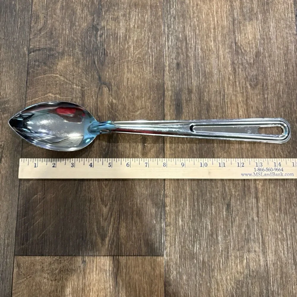 Large Stainless Steel Serving Spoon Korea Mid Century Modern Style 14”